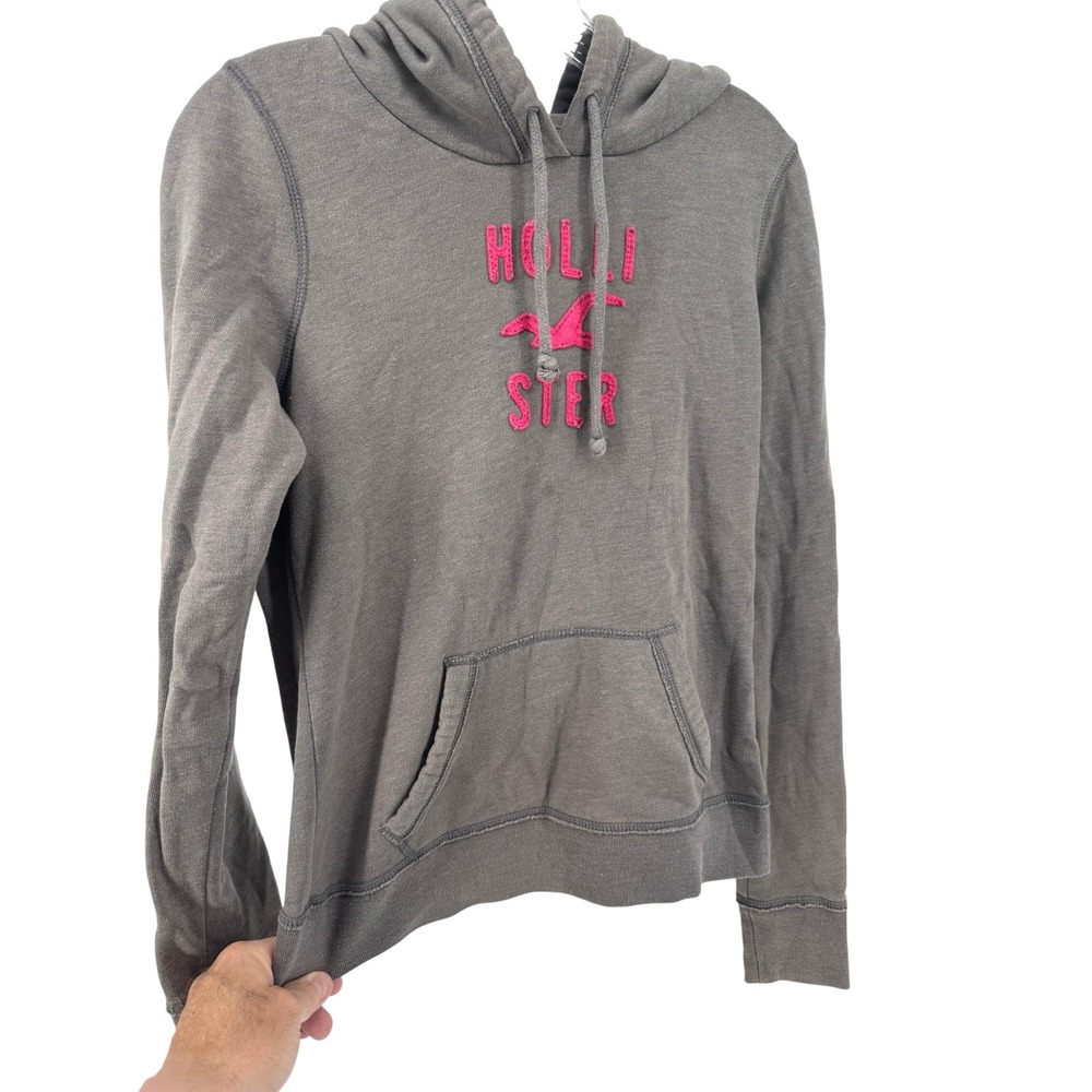 Hollister Hoodie M Womens Pink Embroidered Logo Kangaroo Pocket Hood Small Stain